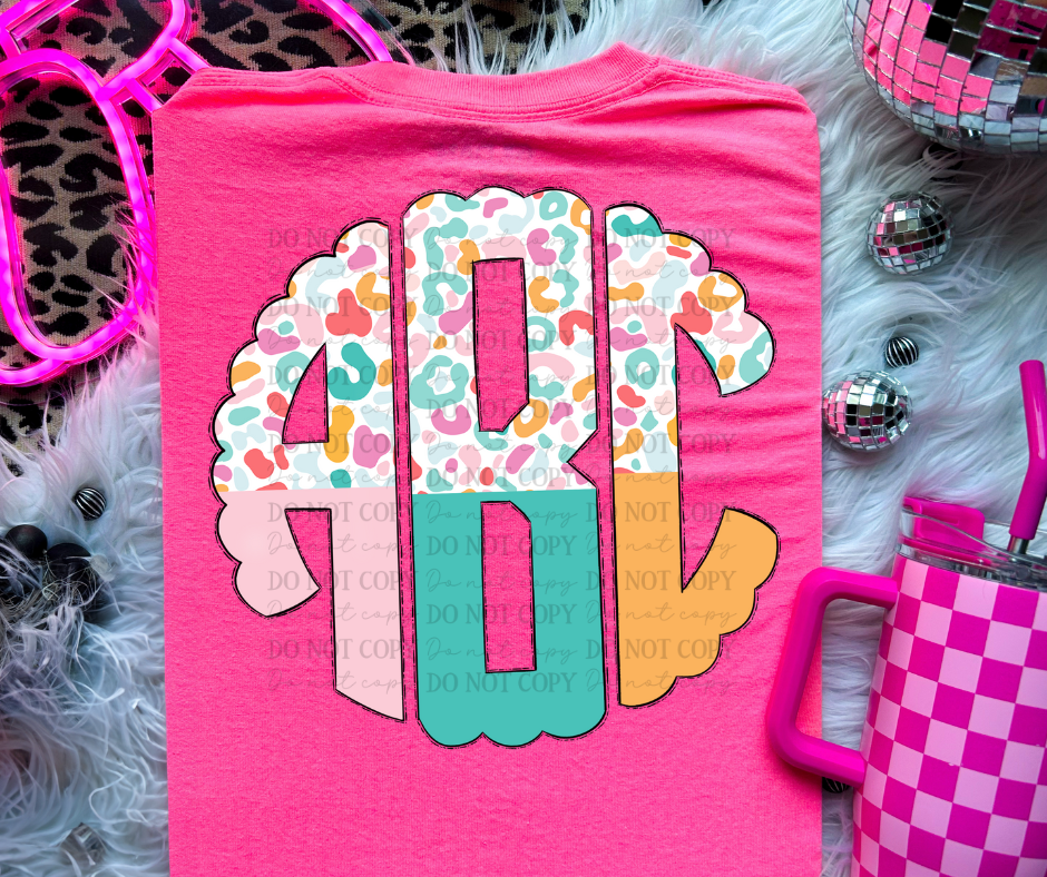Custom Cheetah Color Block Monogram 00962