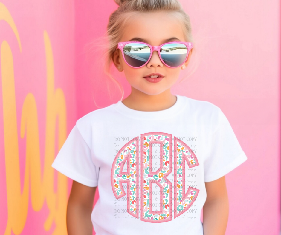 Custom Colorful Cheetah Pink Border Monogram 00959