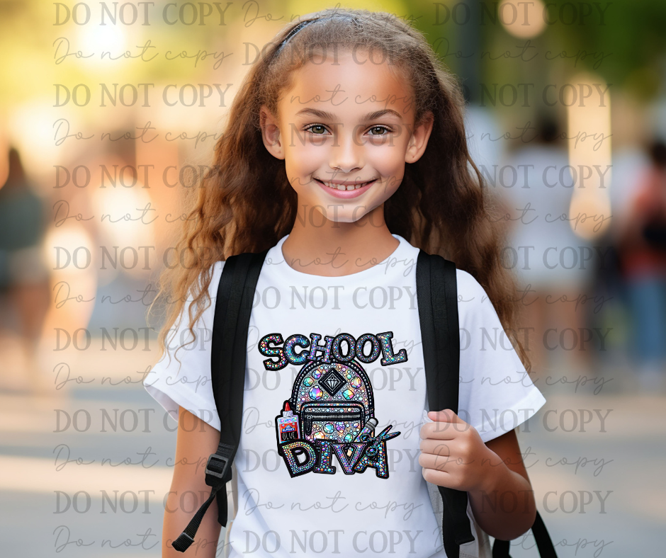 Faux Rhinestone School Diva 01649