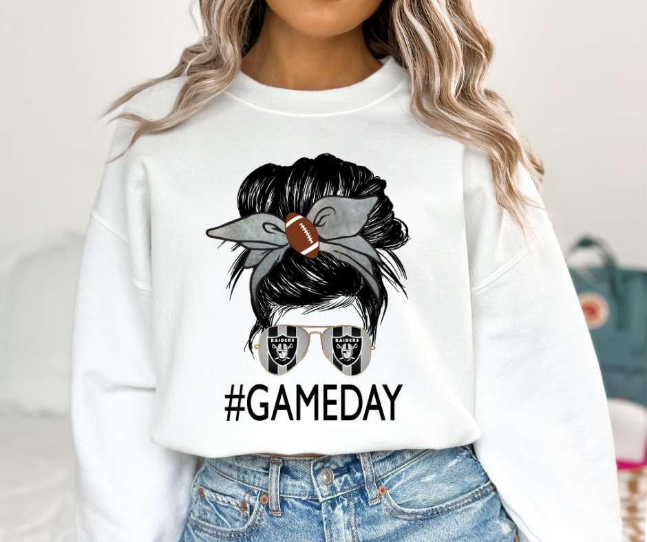 Oakland Raiders Messy Bun DTF Transfer 06124