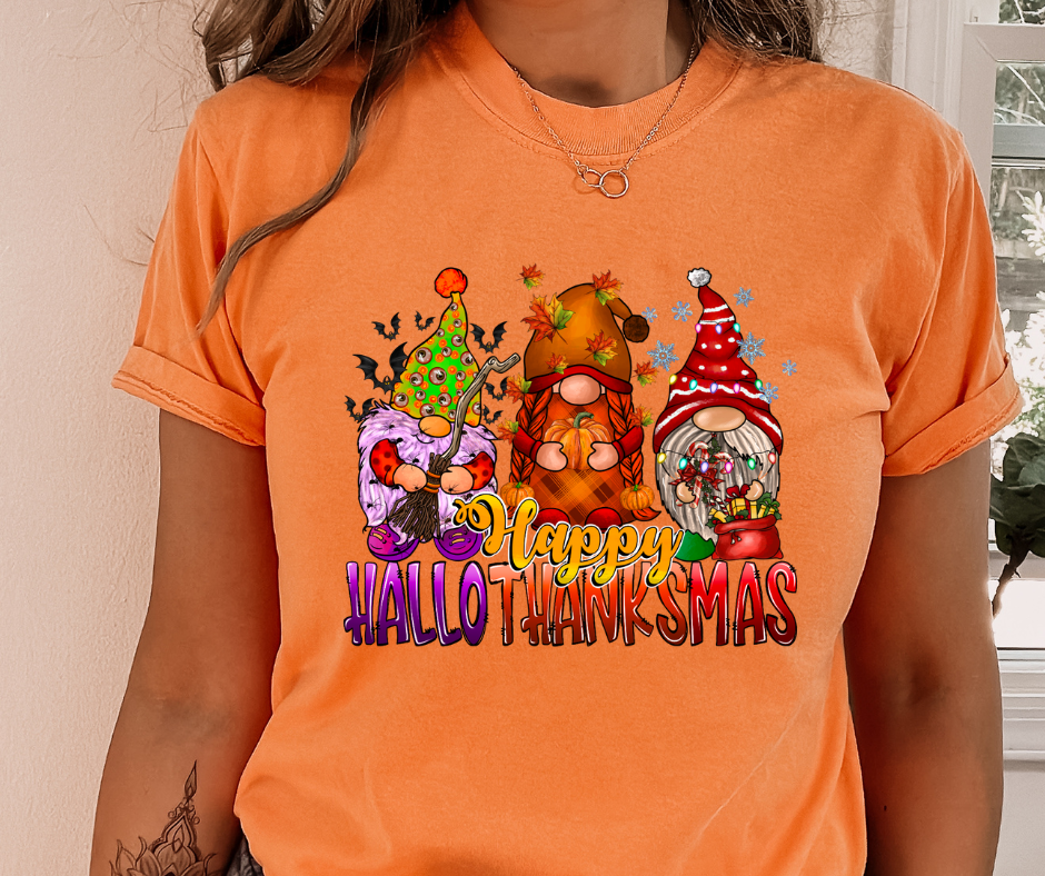 Happy Hallo Thankmas Gnomes DTF Transfer 05763