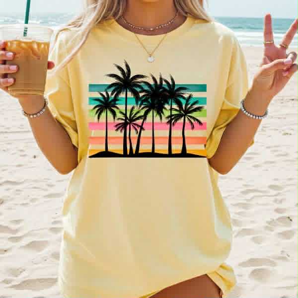 Rainbow Stripe Palm Trees 08602