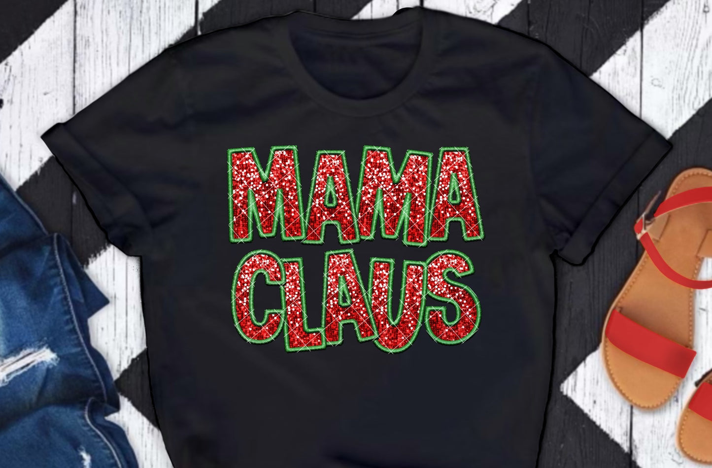 Mama Claus Glitter DTF Transfer 05661