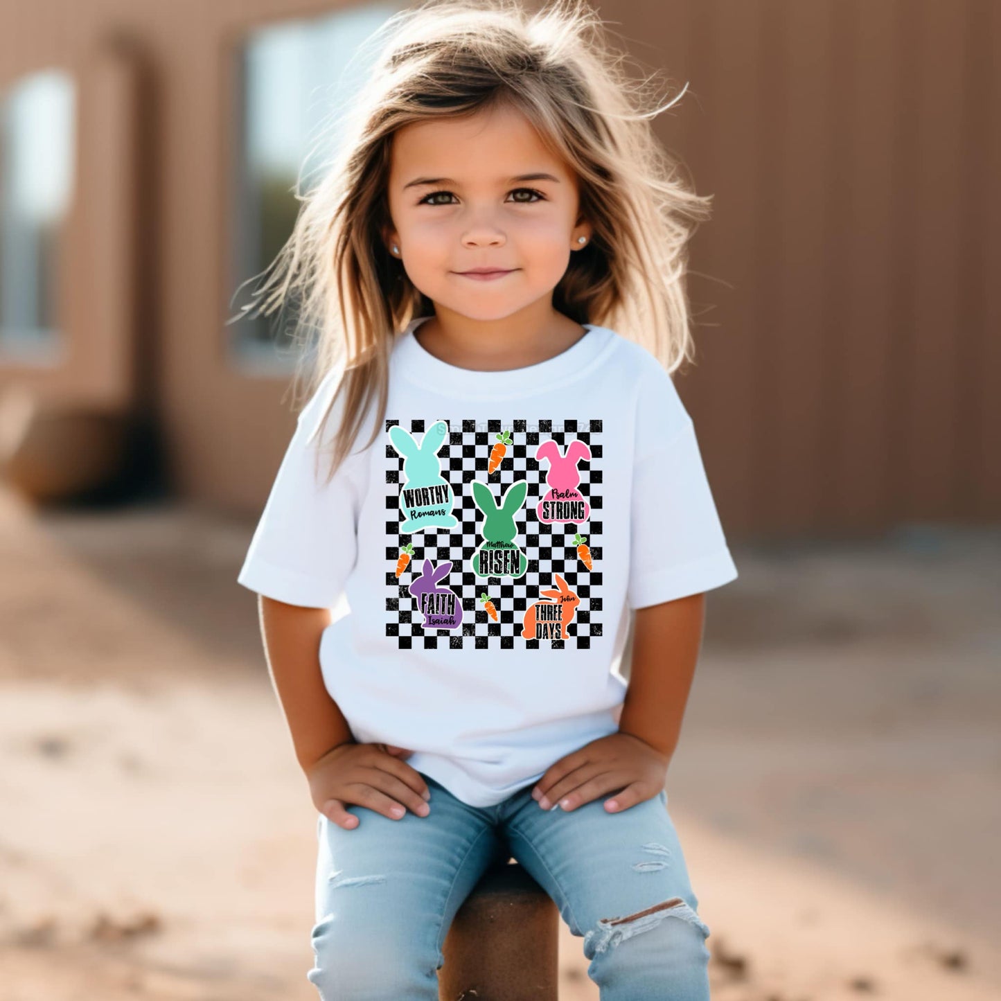 Checkered Easter Bunnies Bible Verse 03554