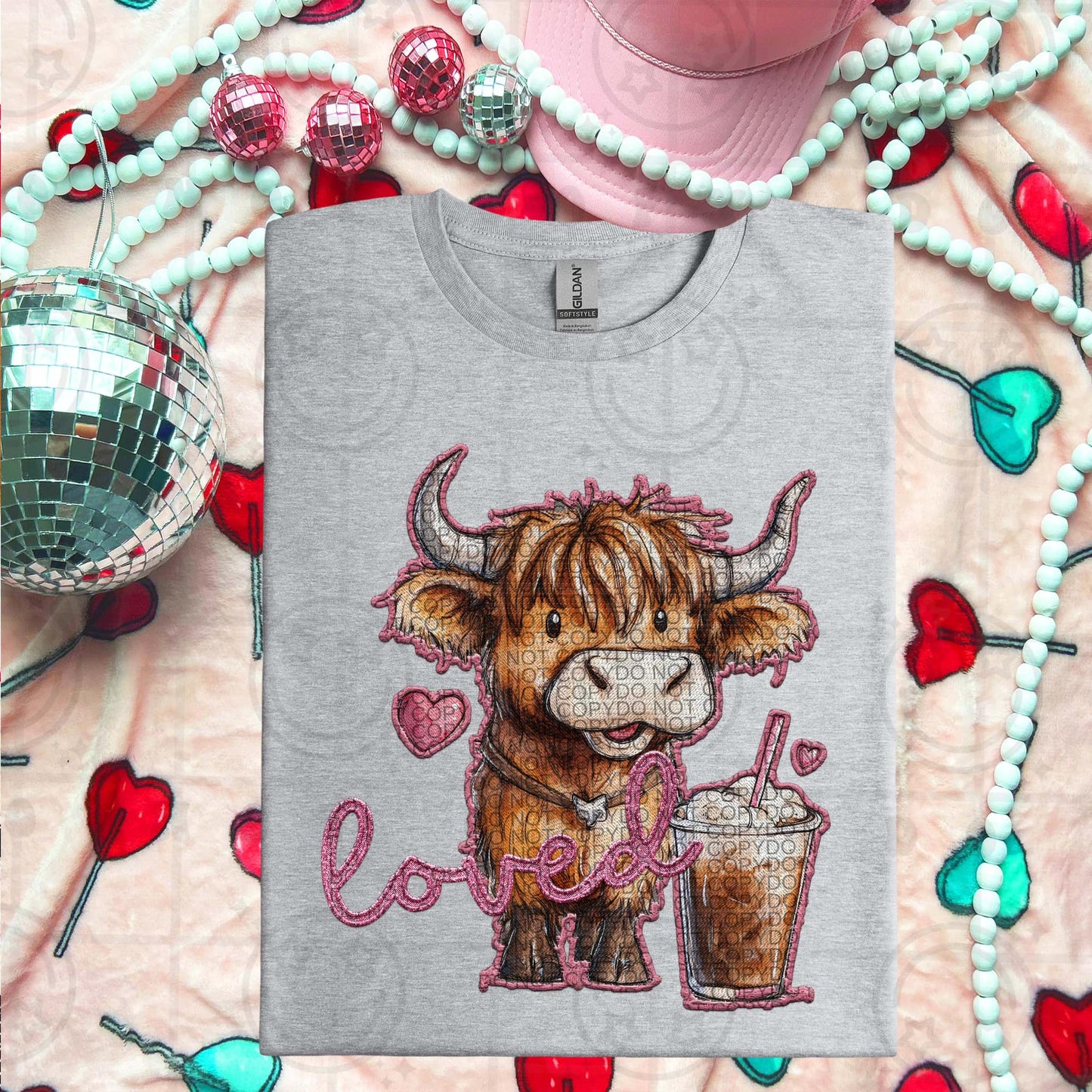 Faux Loved Highland Cow 03834