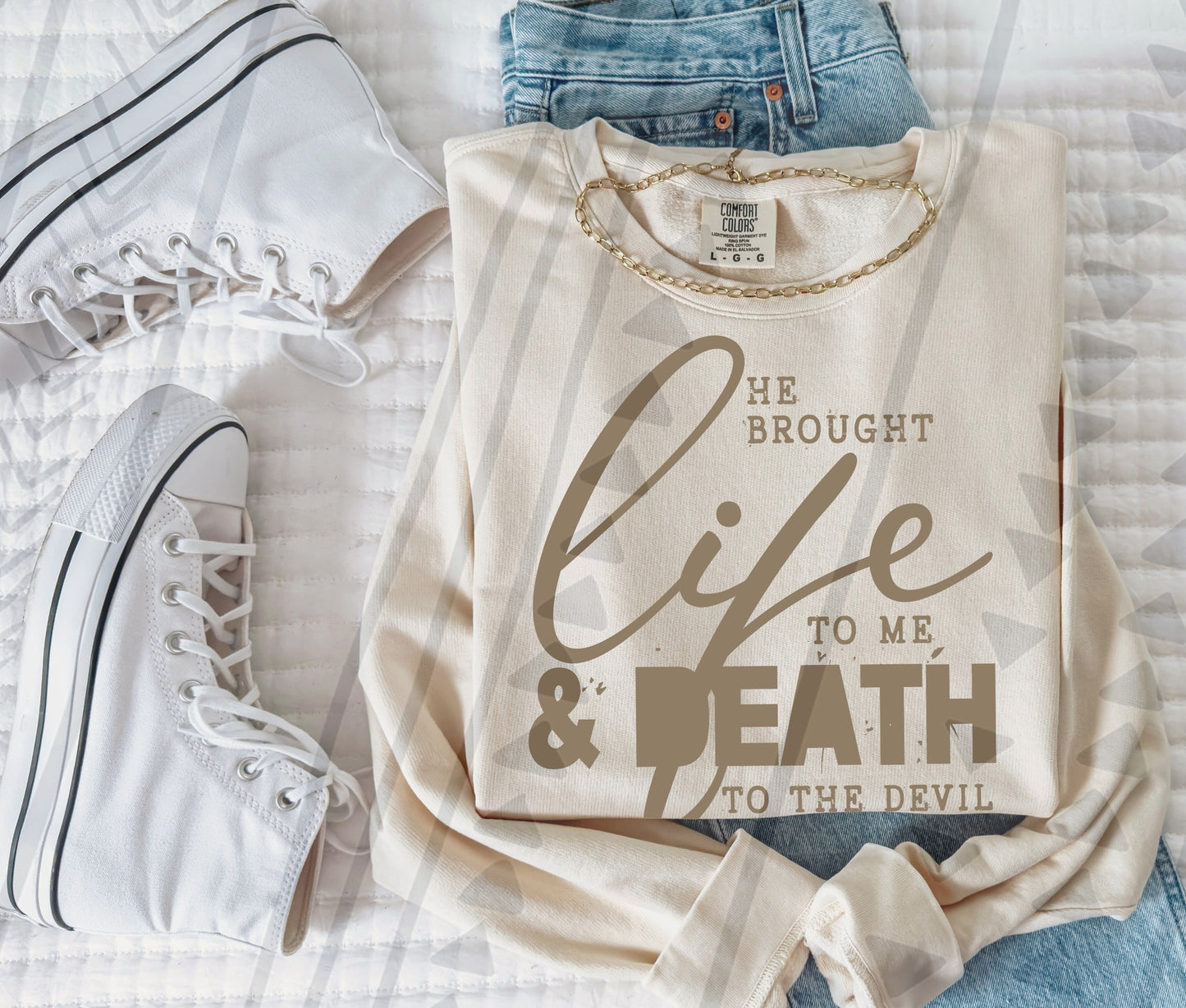 He brought life to me and death to the devil DTF Transfer 03665