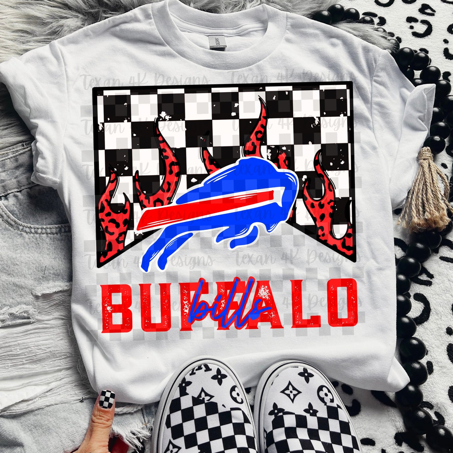 Pro Football Team Leopard Flame Checkered (Choose Yours) 01515