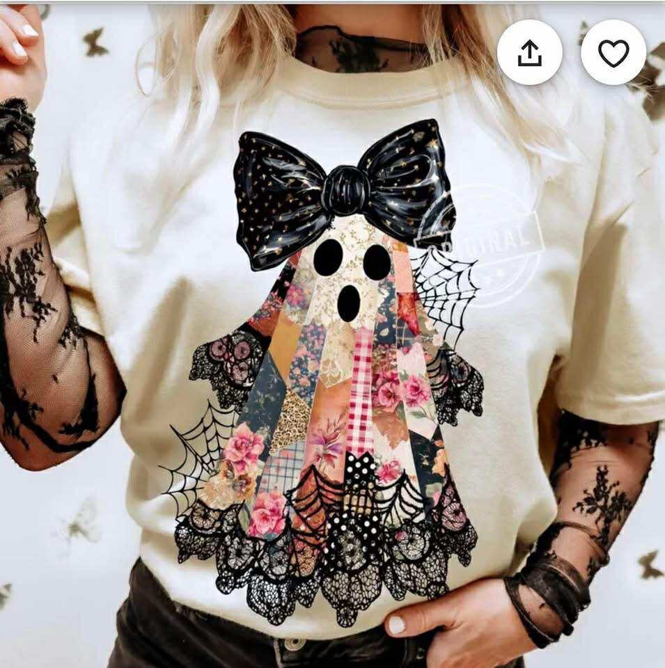 Patchwork Ghost with Big Bow 00801
