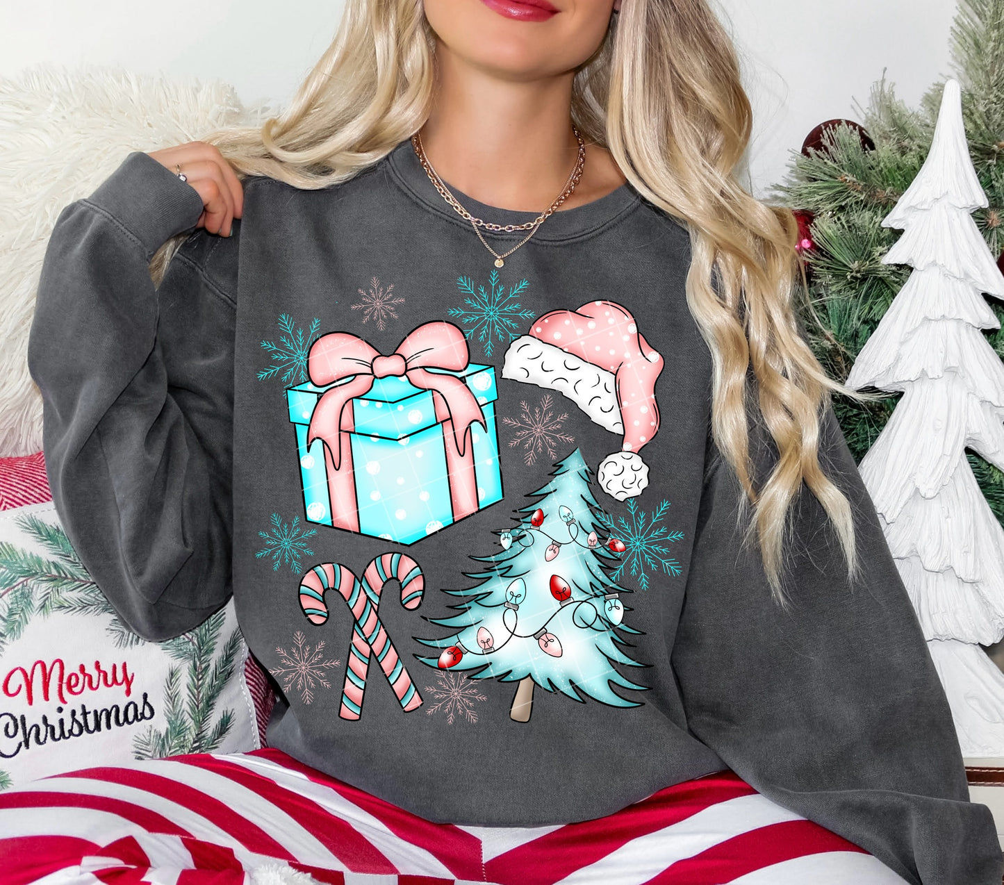 Pink Blue Christmas Collage 00156