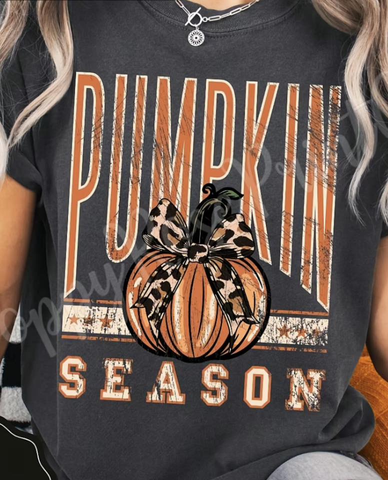 Pumpkin Season Leopard Bow 00616