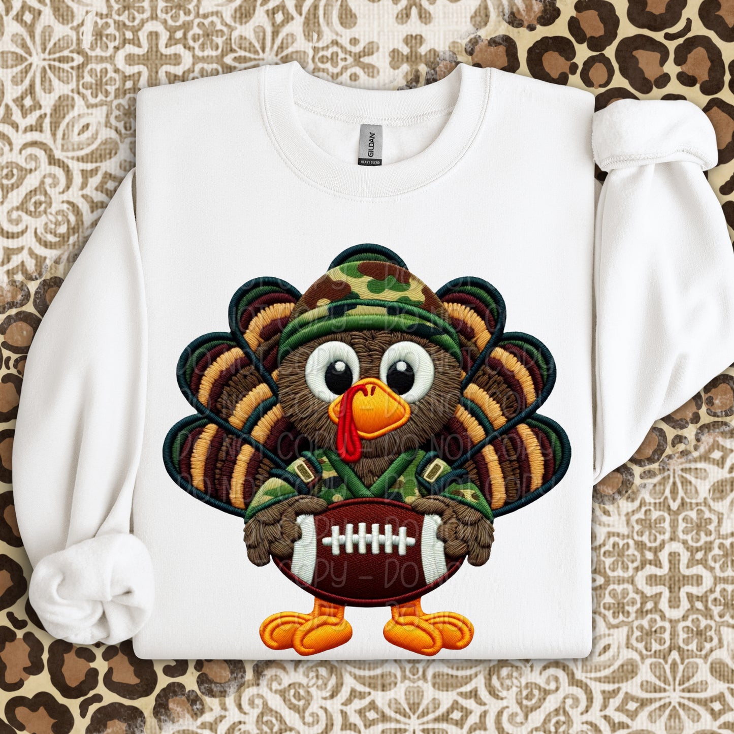 Faux Yarn Camo Turkey Football 00399