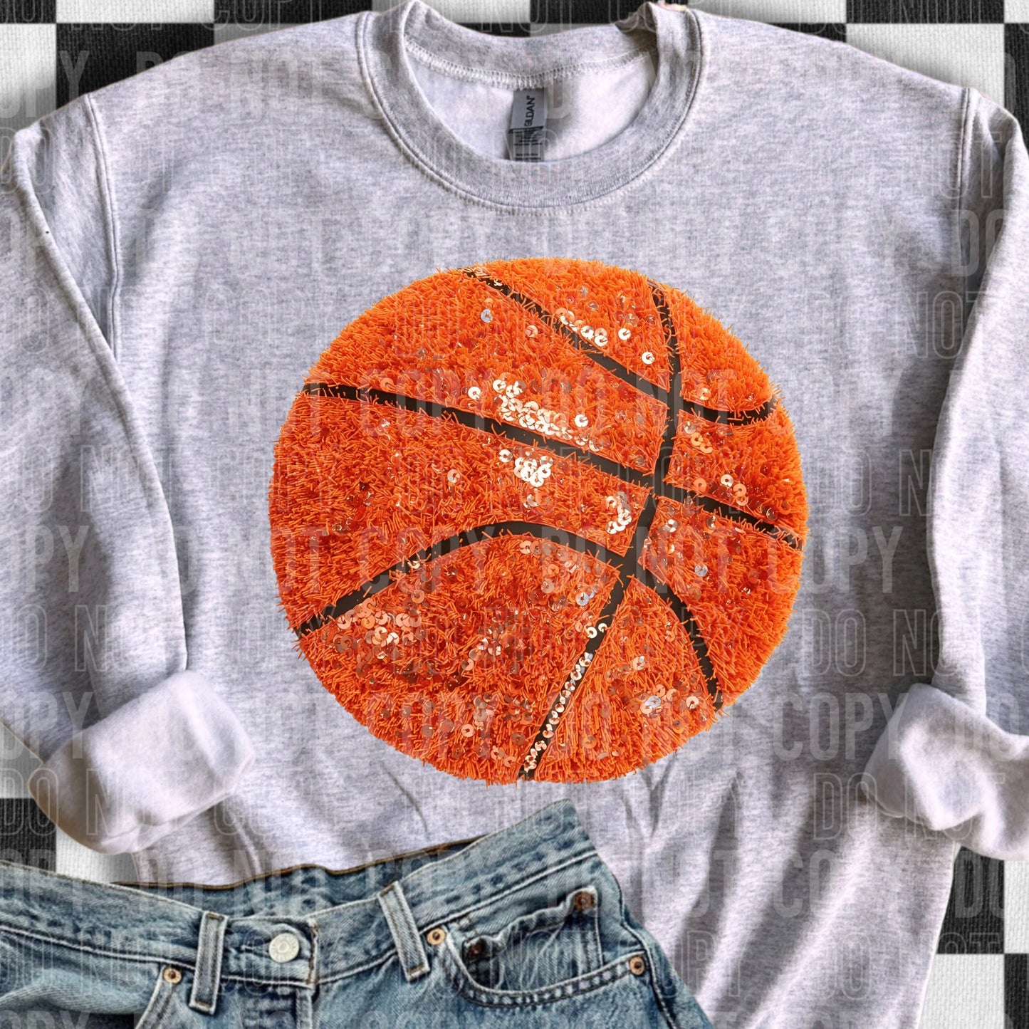 Faux Yarn Sequin Basketball 00322