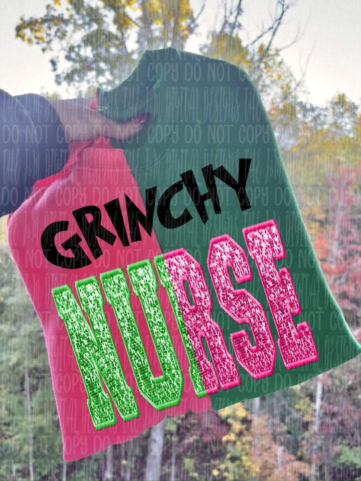 Split Sequin Grinchy Nurse 00230