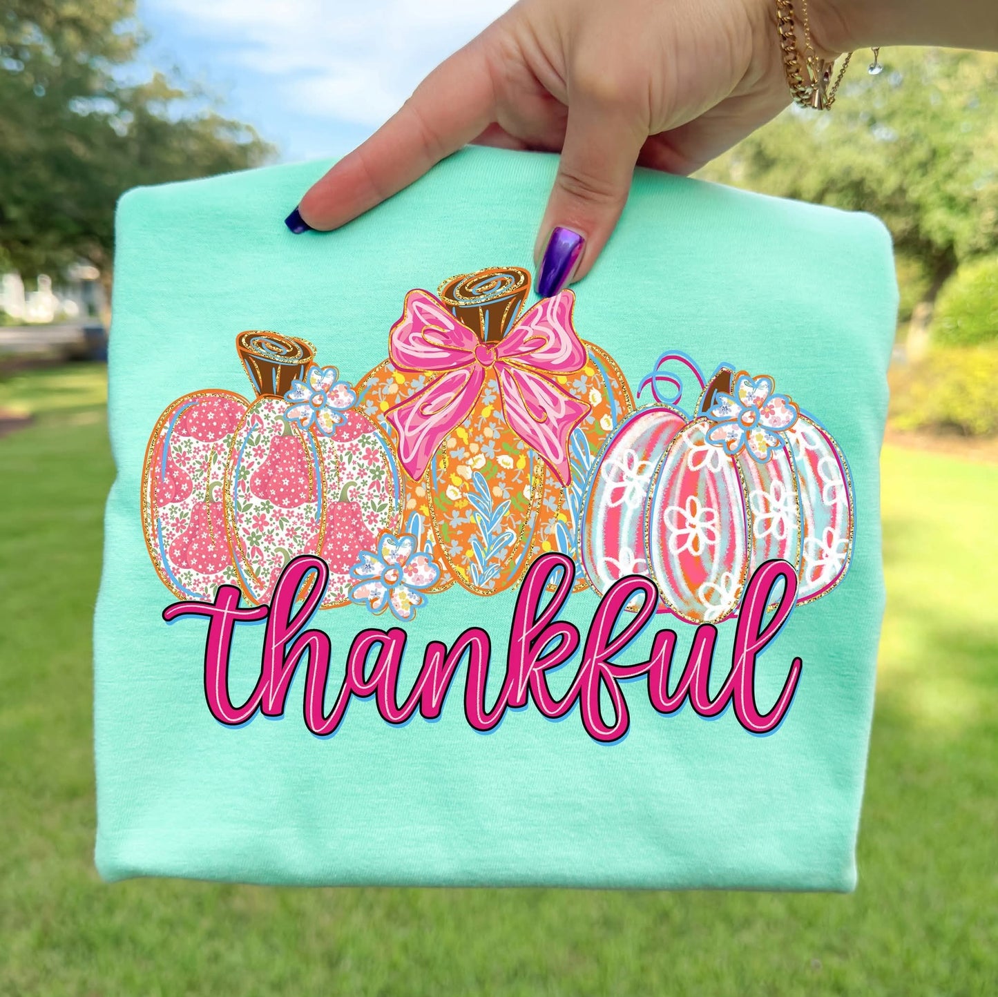 Pink Thankful Pumpkin Trio 00040