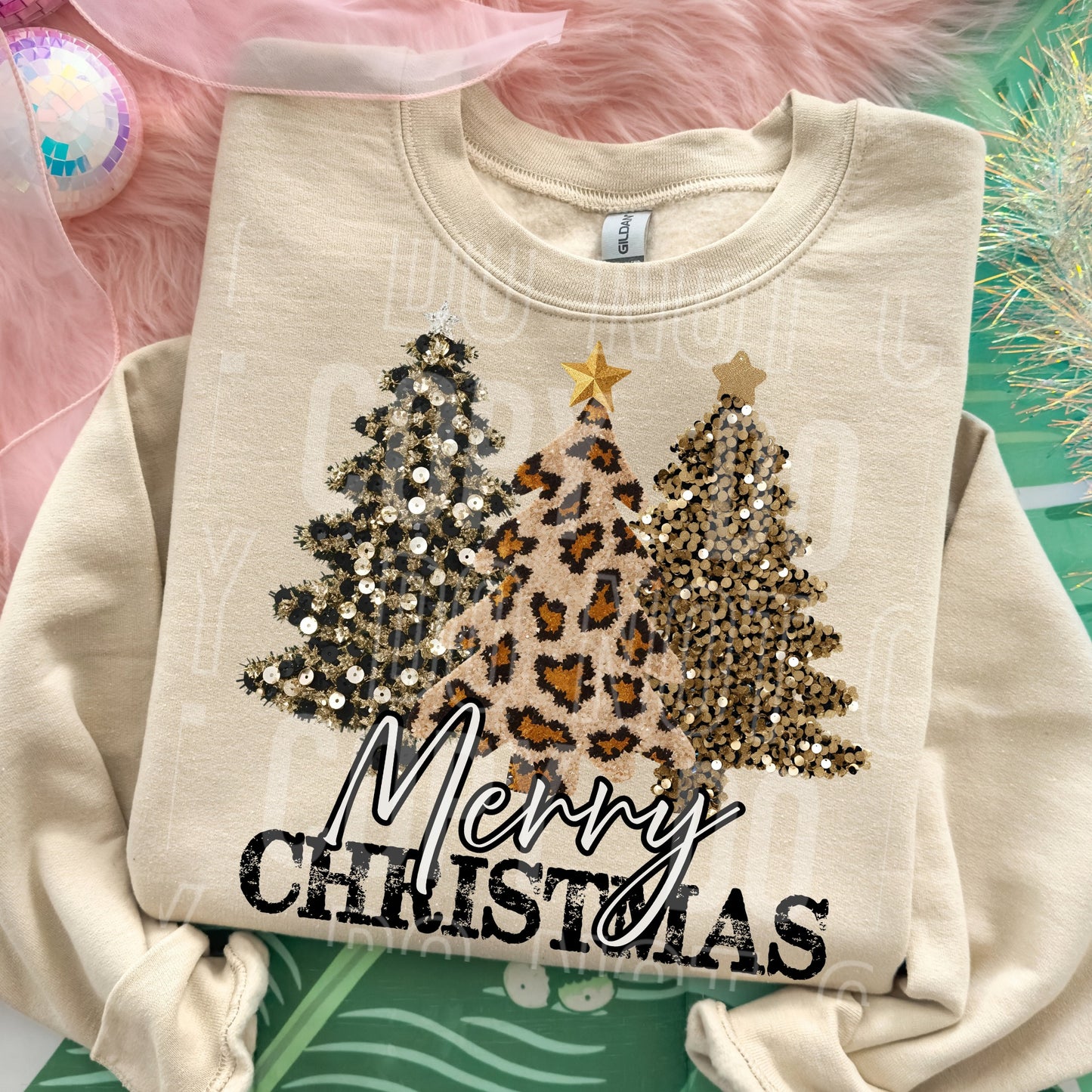 Faux Leopard Trees Merry Christmas 06630