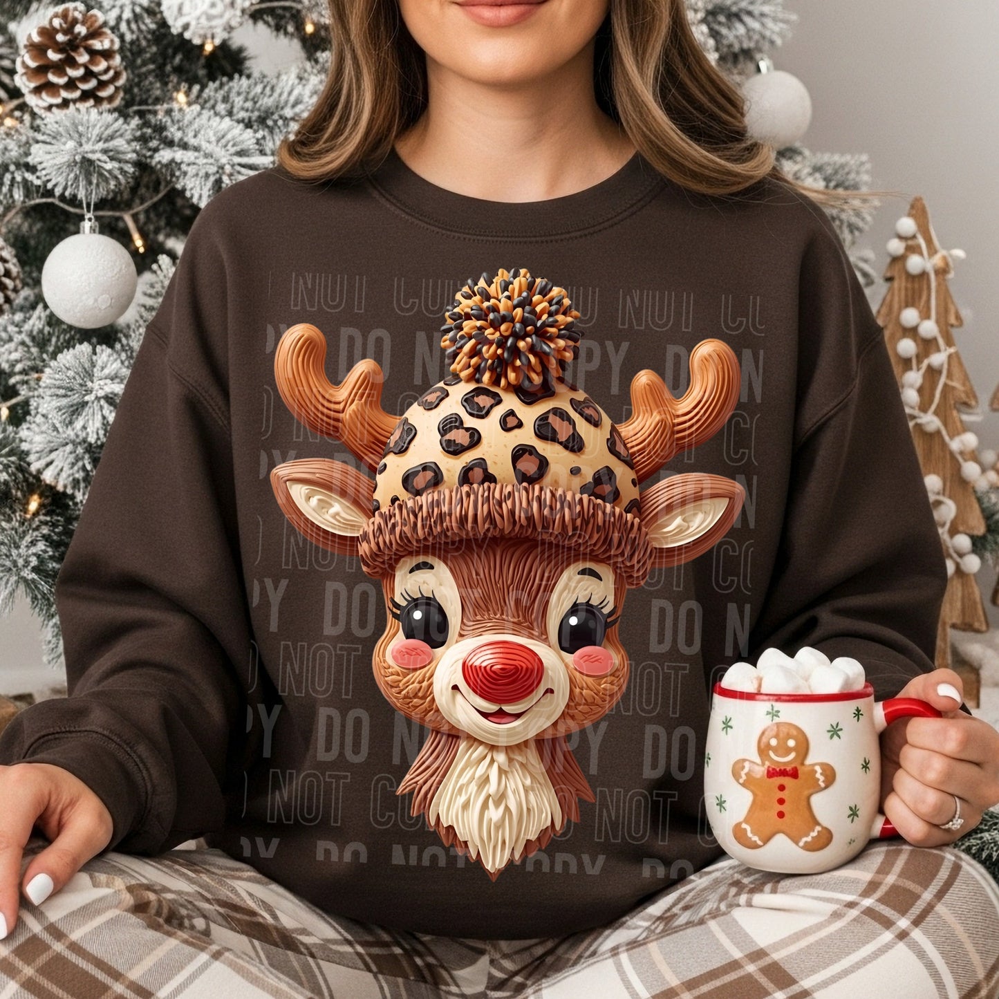 Faux Reindeer Leopard Hat 06694