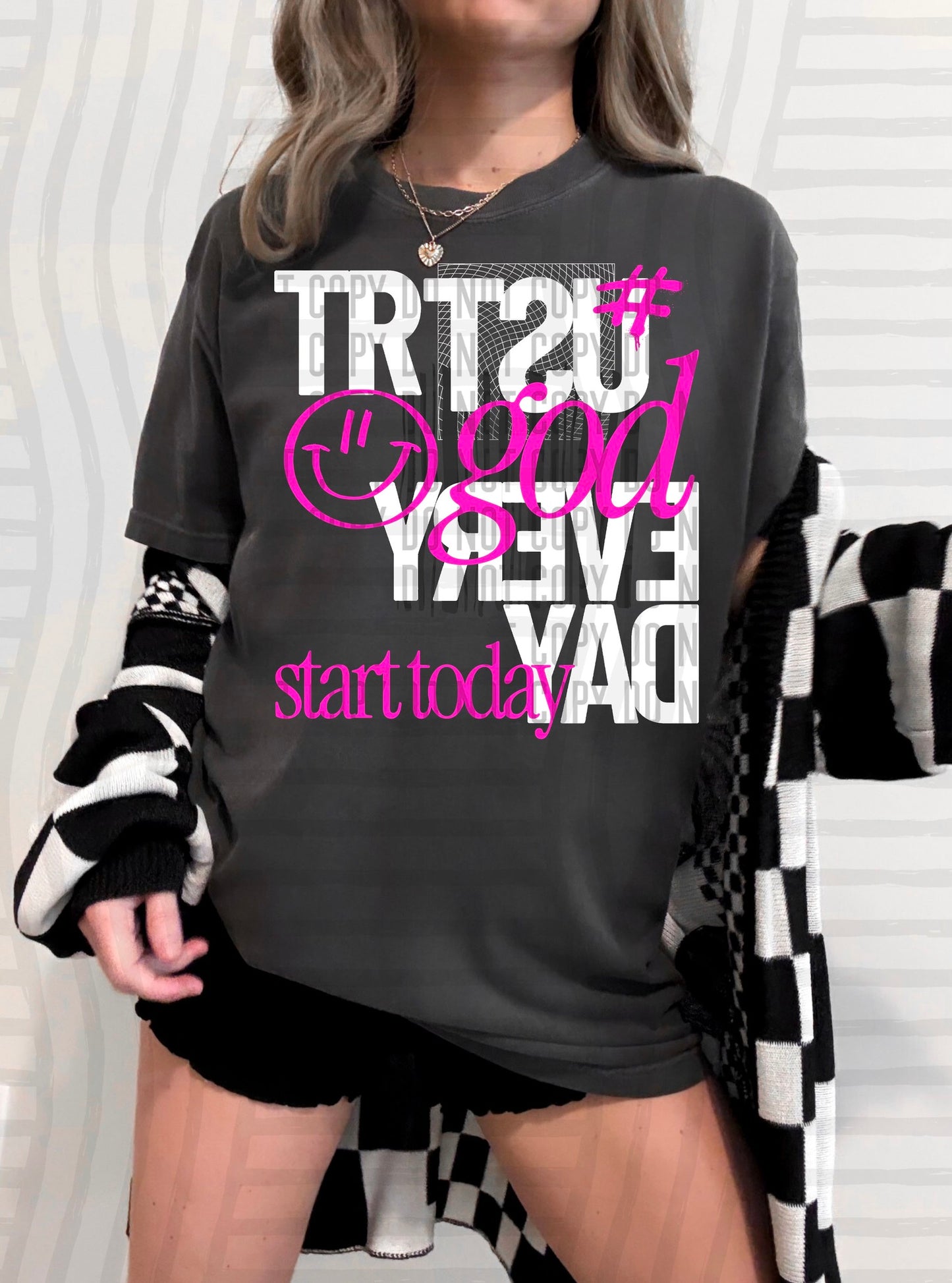 Pink White Trust God Every Day 06841