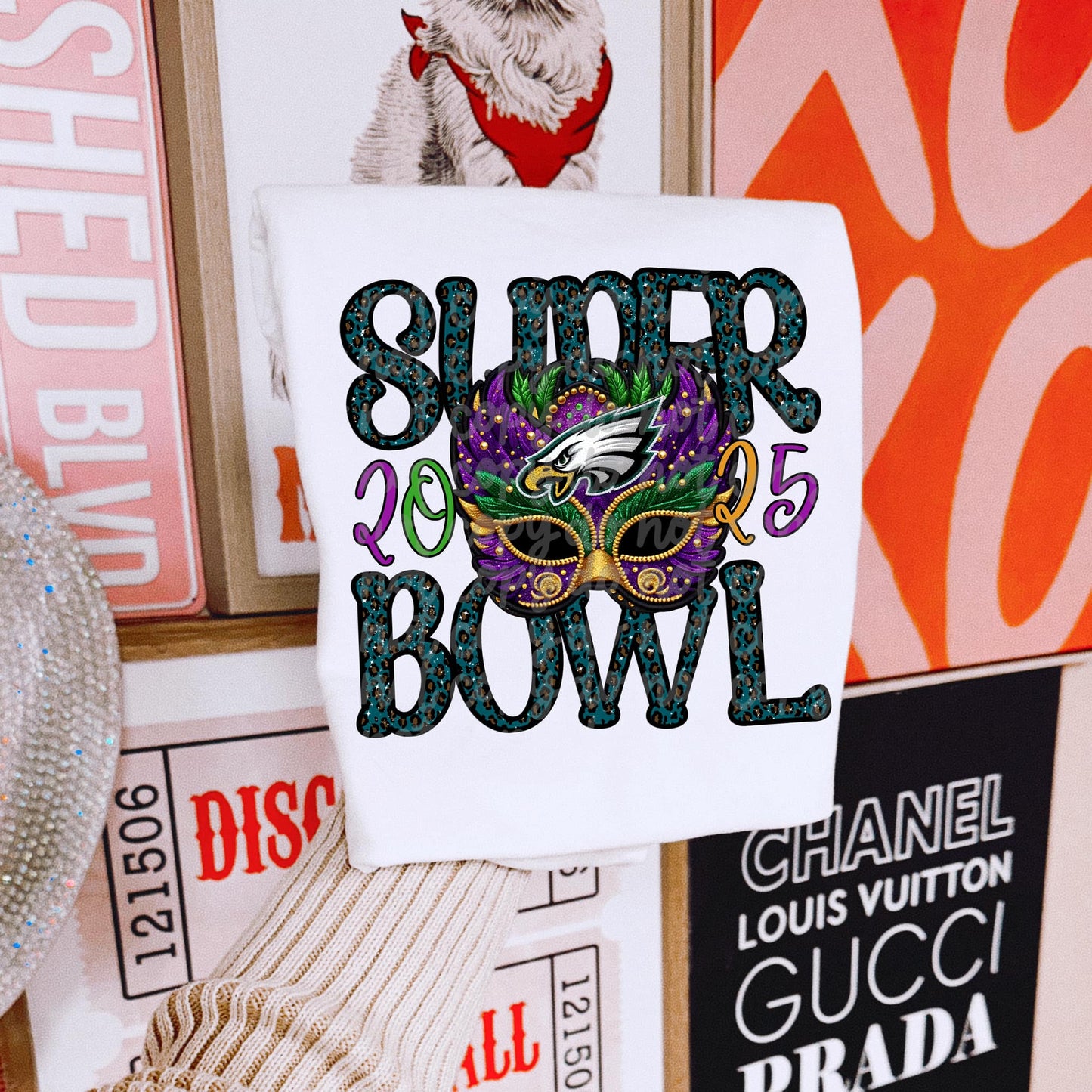 Superbowl Eagles Mardi Gras Mask 03290