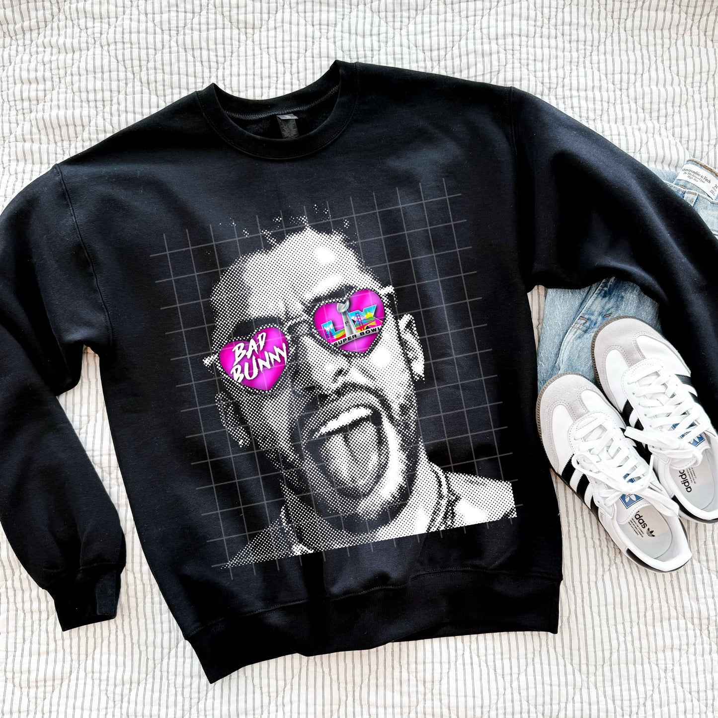 Halftone Bad Bunny Pink Glasses 07636