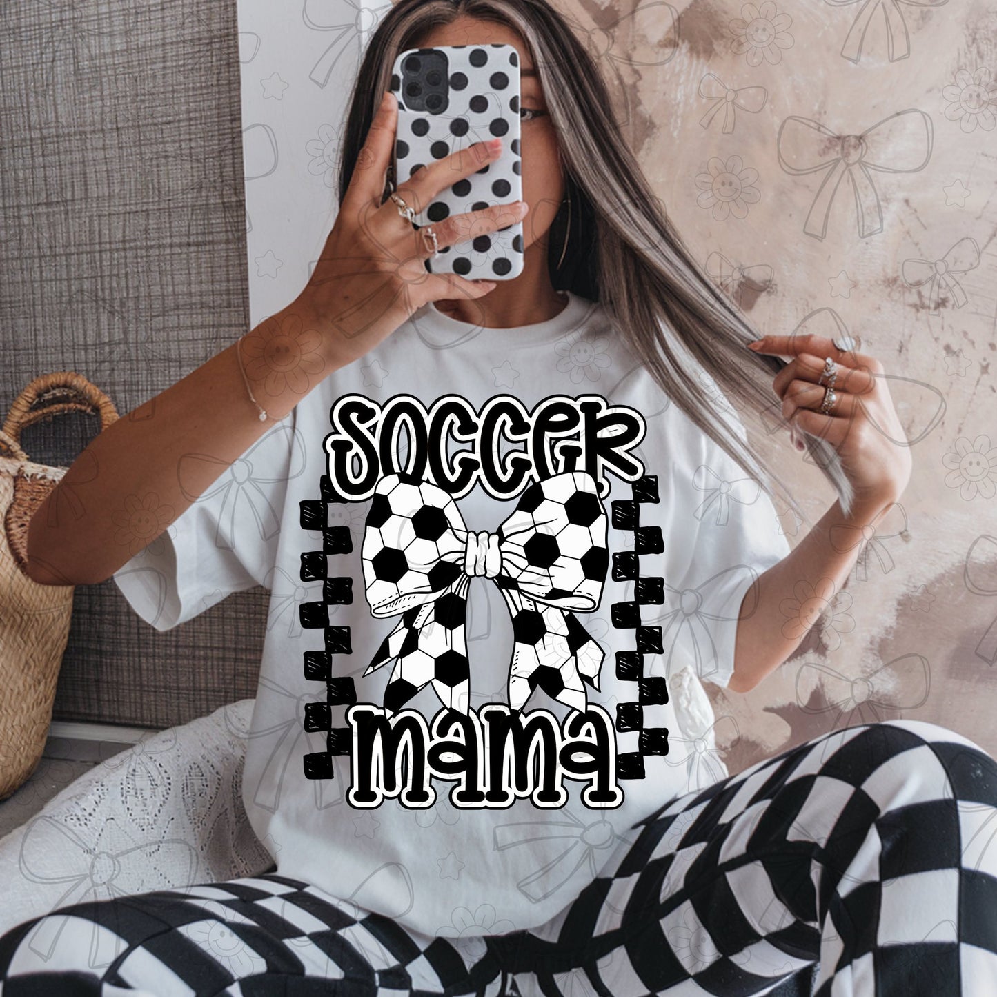 Soccer Mama Coquette Bow Checkered 07329