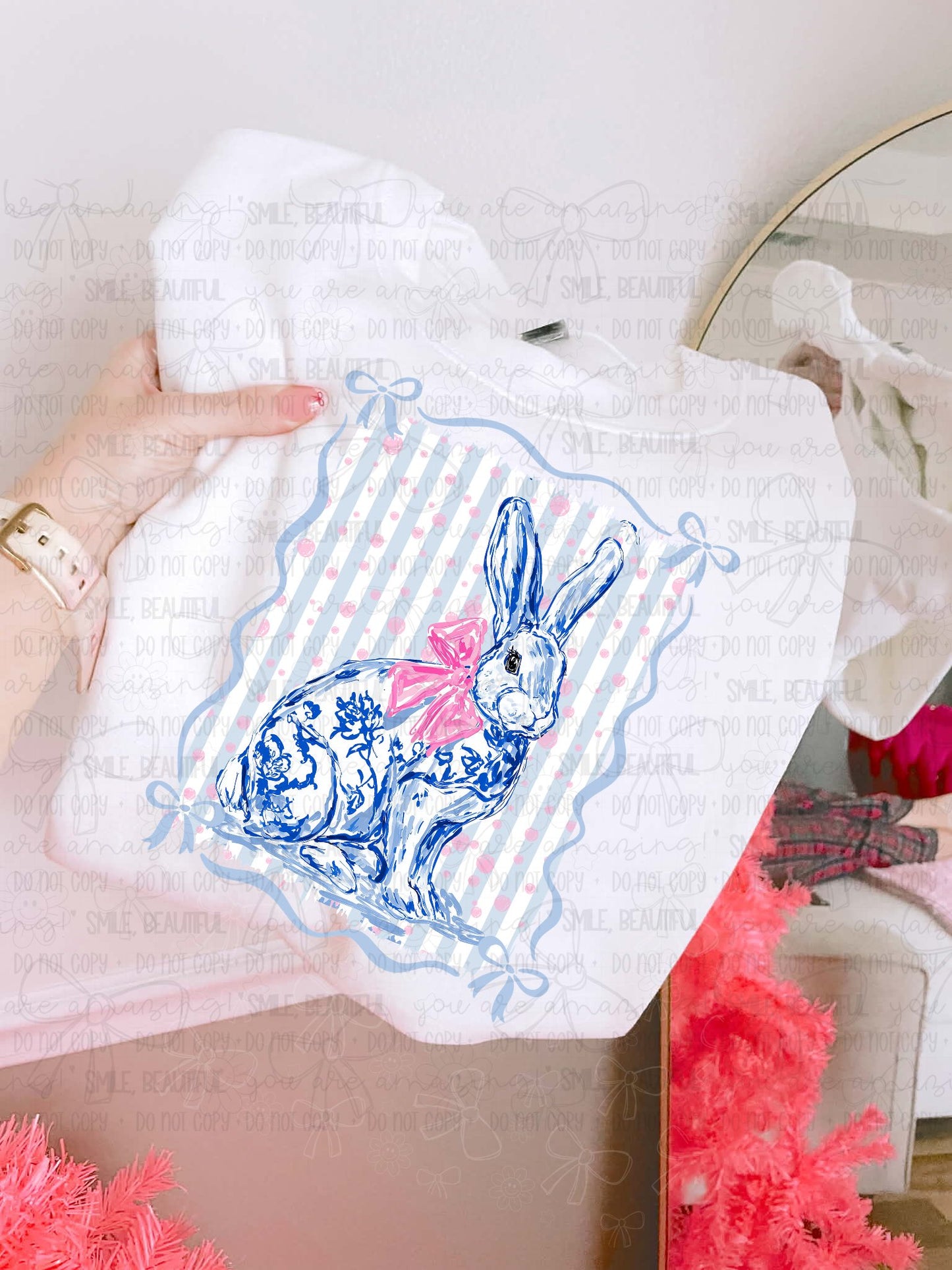 Floral Bunny Stripes Coquette Frame 07562