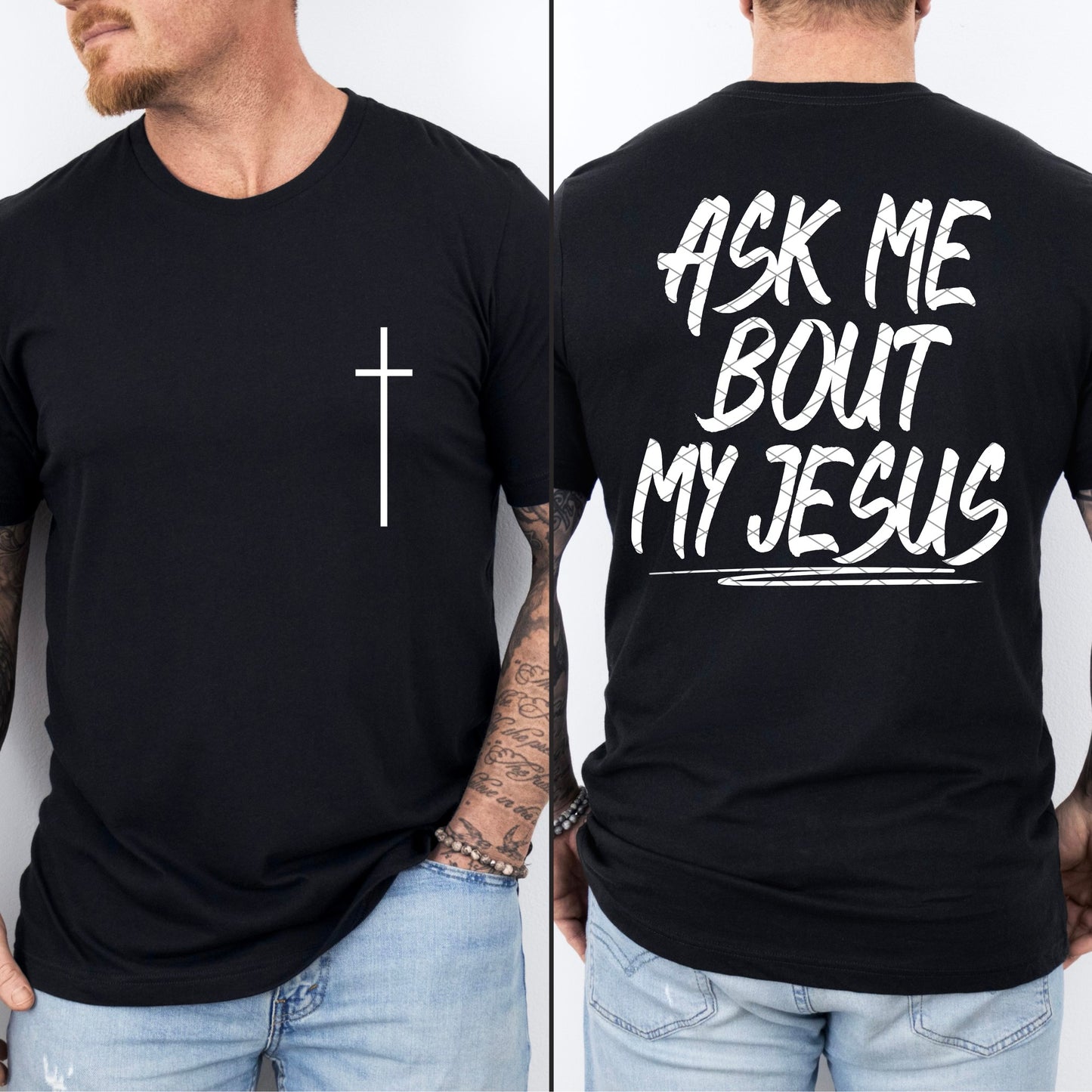 Ask me about my jesus with pocket (White Text) 07521