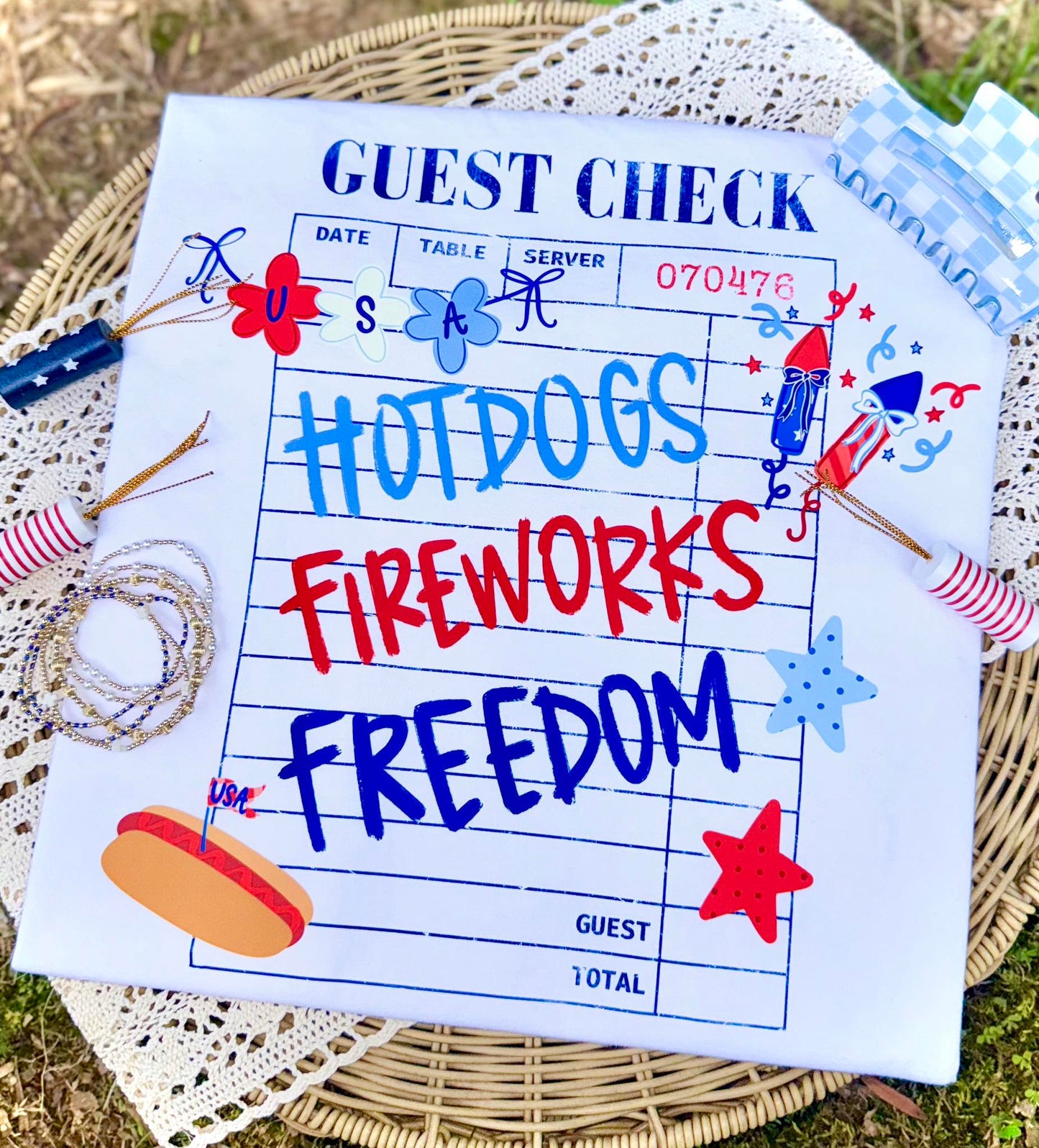 Guest Check Hotdogs Fireworks Freedom 08081