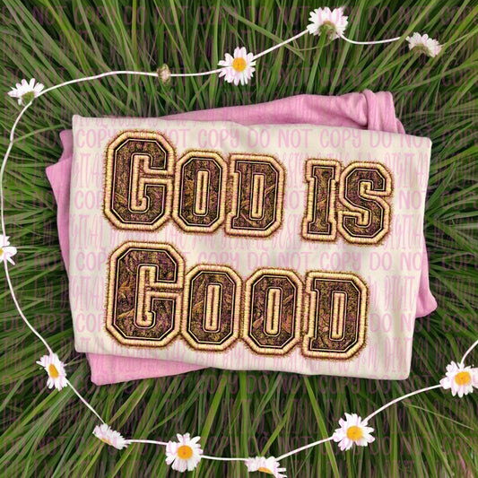 God Is Good Faux Camo Embroidery 08281
