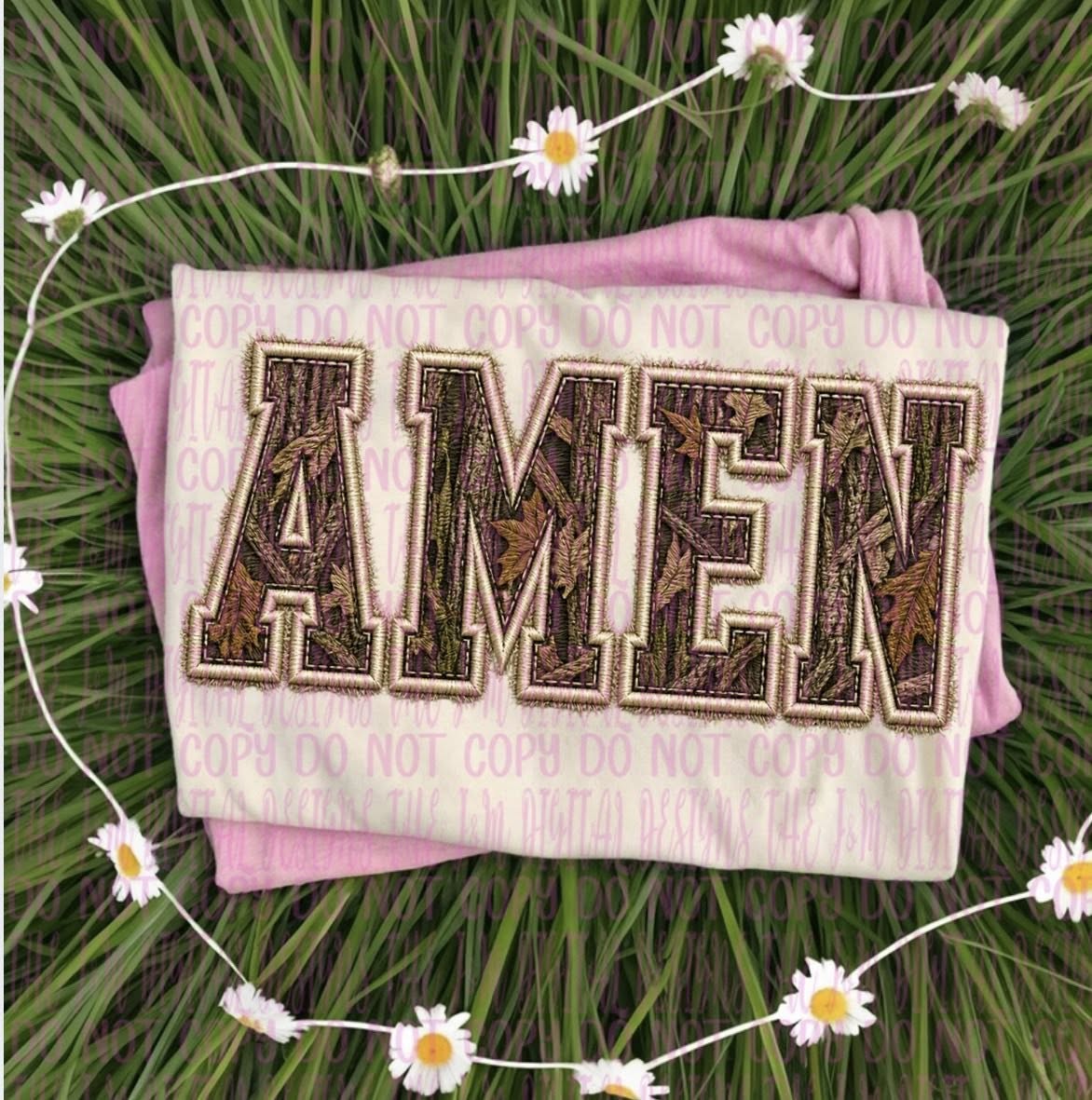 Amen Faux Camo Embroidery 08280