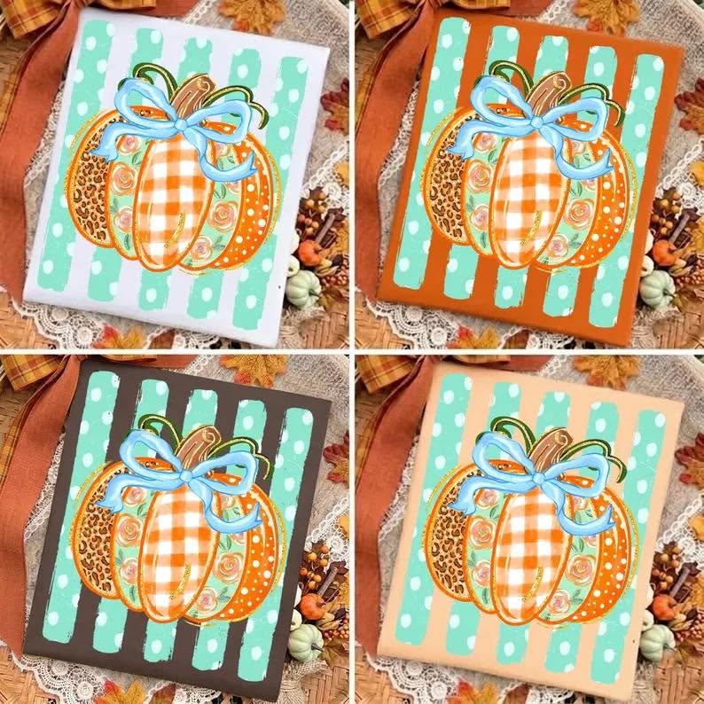 Preppy Fall Pumpkin Stripes 08836