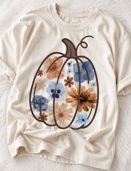 Watercolor Flowers Pumpkin 08886