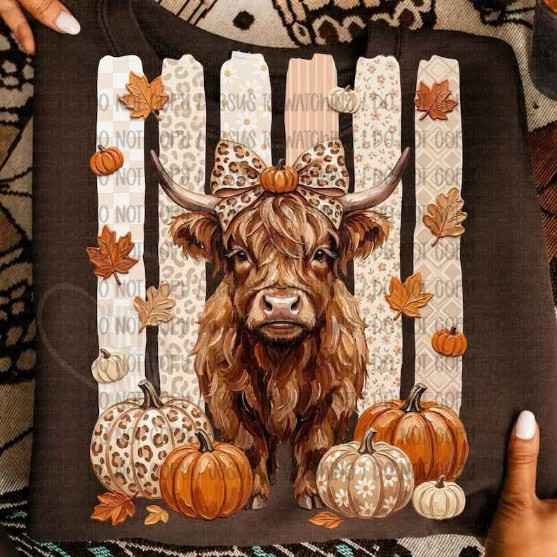 Leopard Stripes Highland Cow Pumpkins 08934