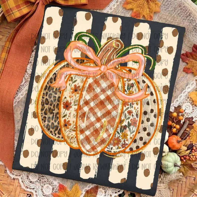 Fall Pumpkin Stripes Dots 08935