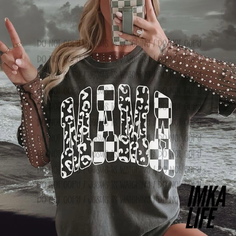 White Checkered Leopard Mama 08950