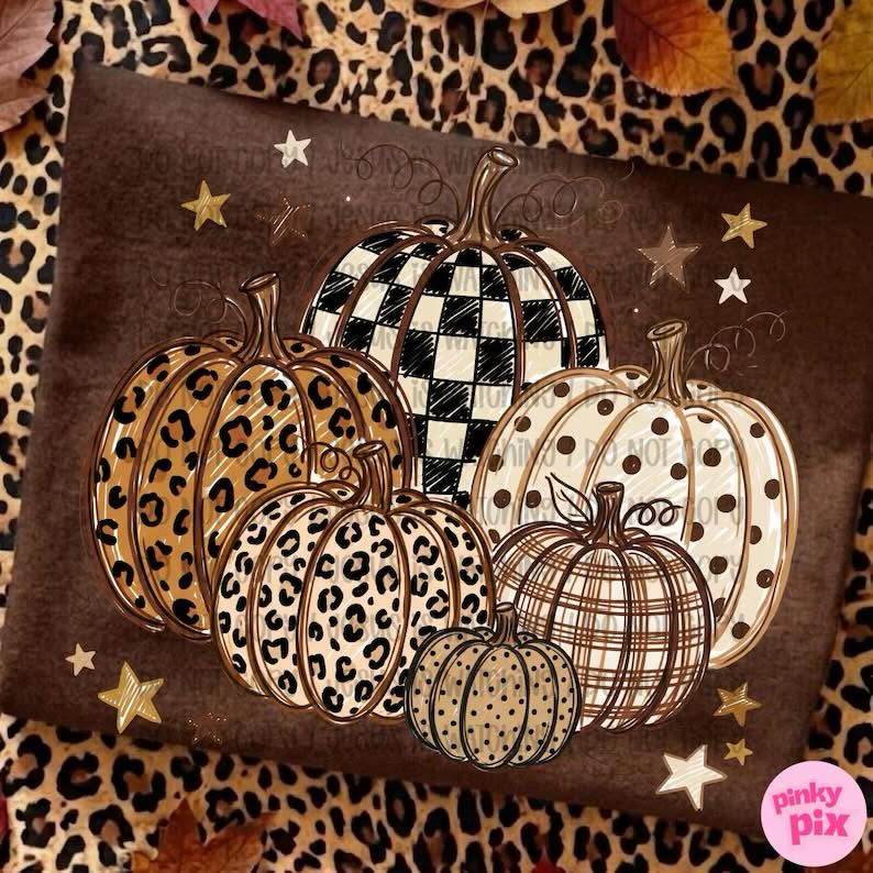 Neutral Leopard Checkered Dots Pumpkins 08936