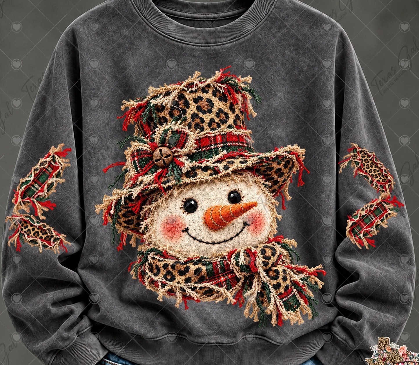 Faux Fabric Snowman with Patches 09504