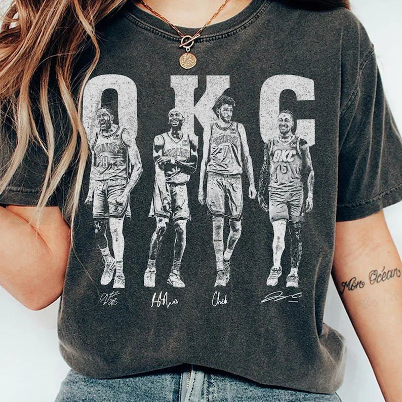OKC Thunder Players Grayscale 07811