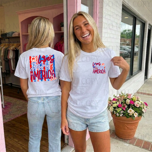 Loves Jesus and America Too Stripes (Pocket Included) 08468