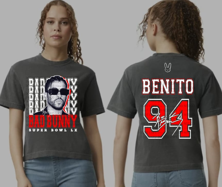 Bad Bunny Red White (FRONT ONLY) 07758