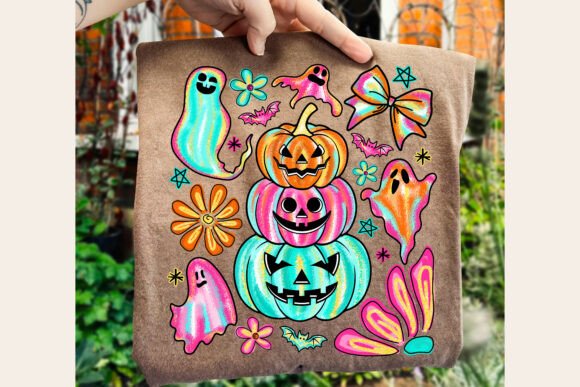 Boho Neon Pumpkin Ghost Collage 00997