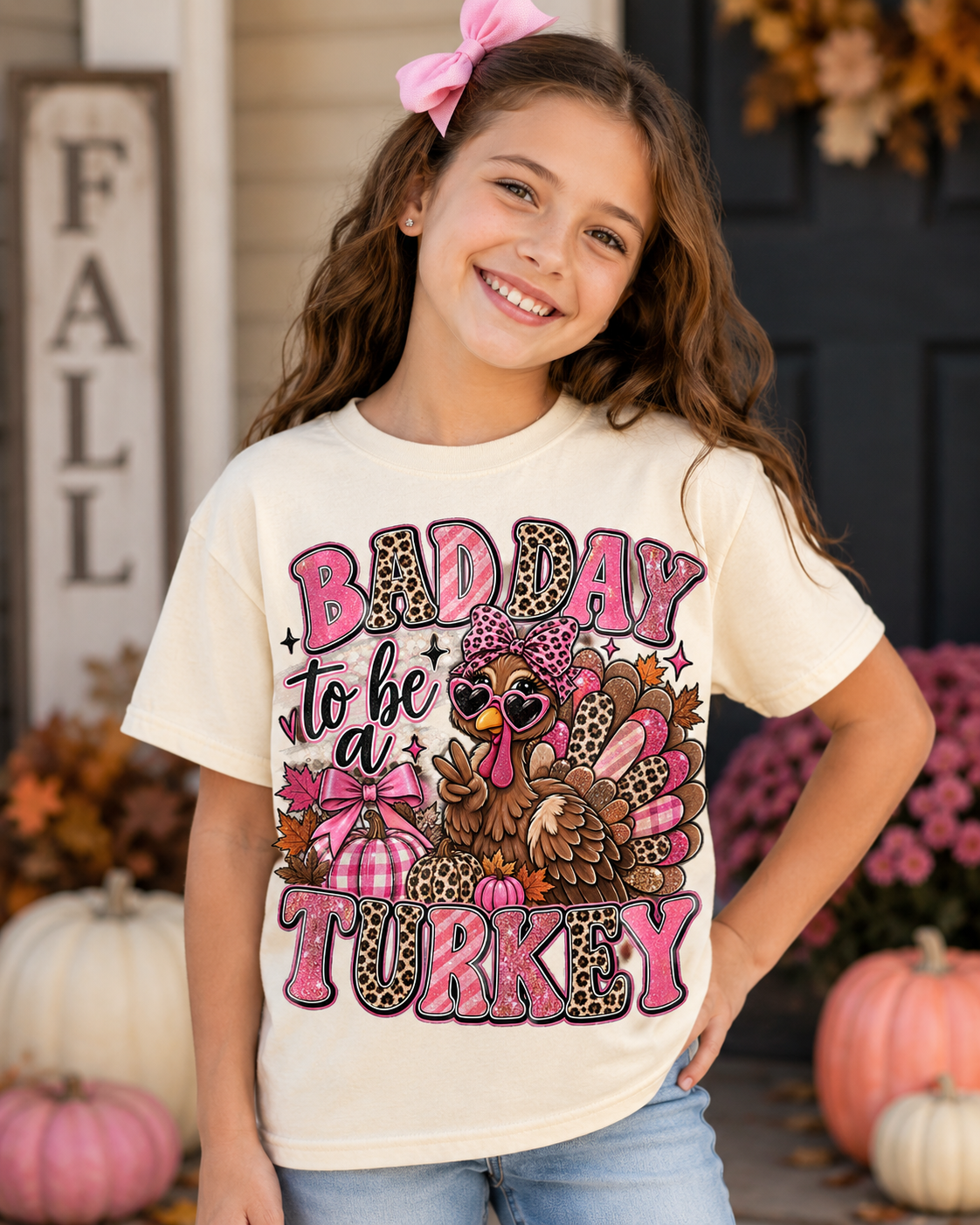 Bad Day to Be a Turkey Pink Girl 09087