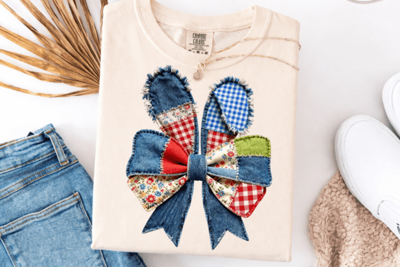 Denim Patchwork Bunny Ears Coquette 07989