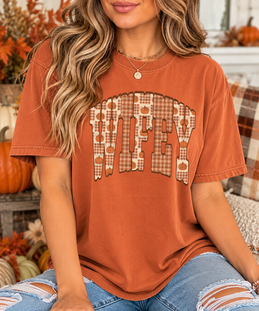 Wifey Fall Gingham Pumpkin 09427