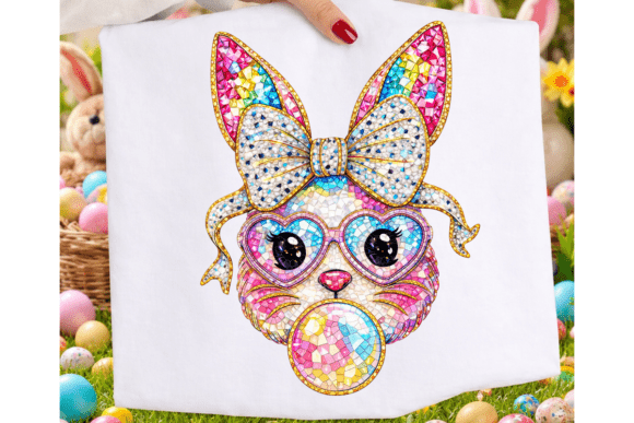 Faux Rhinestone Mosaic Bunny Gum Coquette 07572