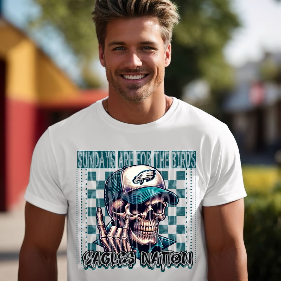 Sundays Are for the Birds Eagles Nation Skellie Skull 03309
