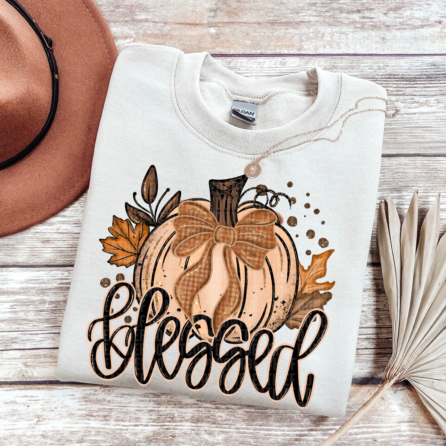 Fall Glitter Pumpkin Blessed Coquette Faux 01220