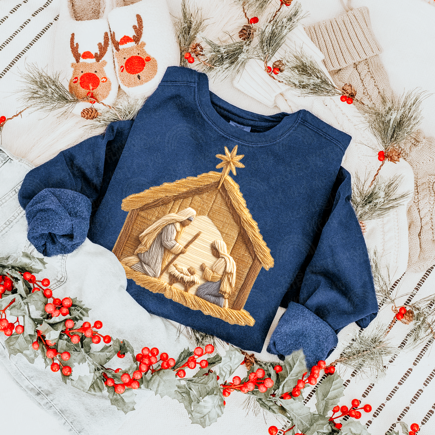 Faux Yarn Nativity Scene 00065