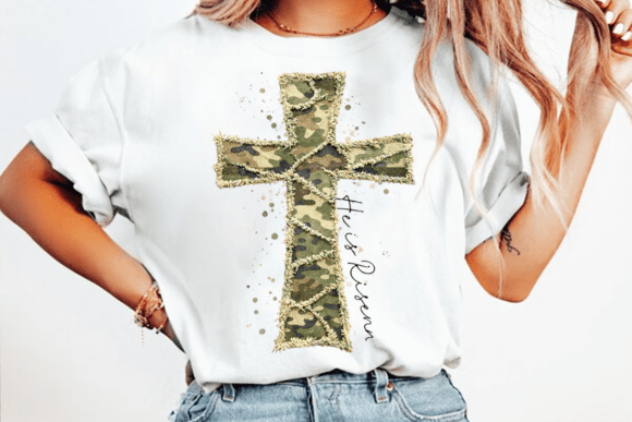 He Is Risen Camo Cross 07564
