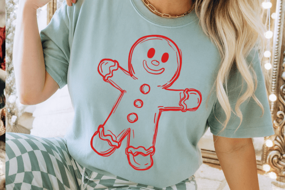 Red Gingerbread Outline 06984