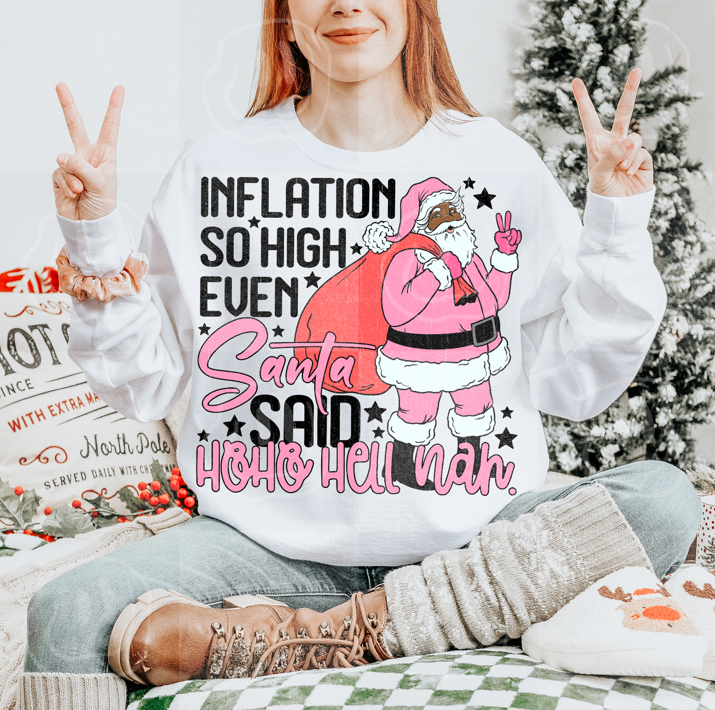 Inflation So High Santa Said Ho Ho Hell Nah Dark Skin 09671